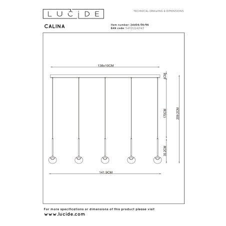 Suspension LED Calina CCT DIM (5x8.2W)