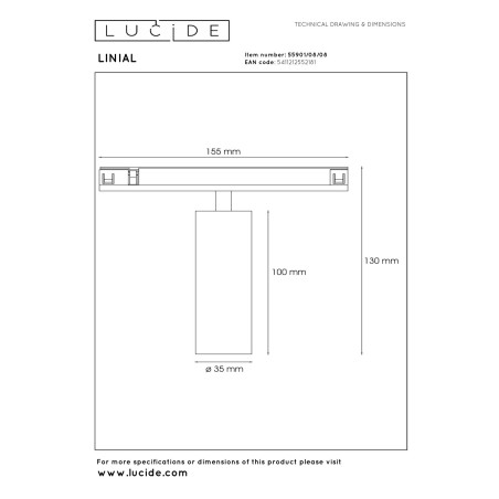 Spot LED monophasé pour rail Bix Linial Smart 48V (8W)