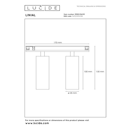 Spot LED monophasé pour rail Bixx Linial Smart 48V (2x8W)