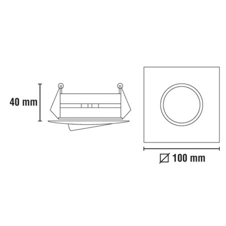 Luminaire encastrable TERRA rond inclinaison 45º, aluminium, finition nickel.