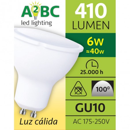 Pack 10 ampoules LED GU10 6W (lumière chaude)