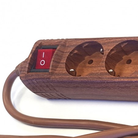 Réglette de prises Noyer (6 prises + interrupteur)