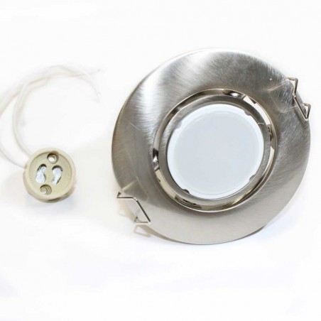 Pack Encastrable Nickel + Ampoule LED 8W chaude