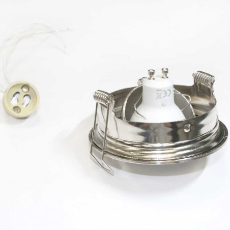 Pack Encastrable Nickel + Ampoule LED 8W chaude