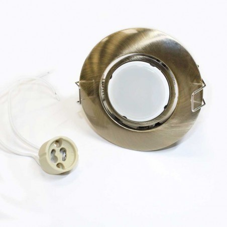 Pack Encastrable rond or vieilli + Ampoule LED 8W neutre