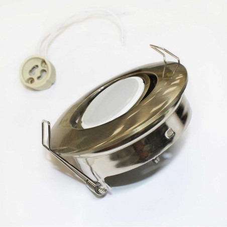 Pack Encastrable rond or vieilli + Ampoule LED 8W neutre