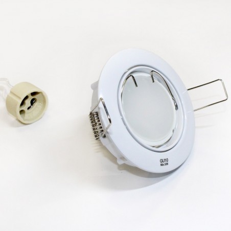 Pack Encastrable basculant blanc + Ampoule LED 8W chaude