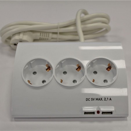 Base regleta sobremesa 5 tomas + 2 USB