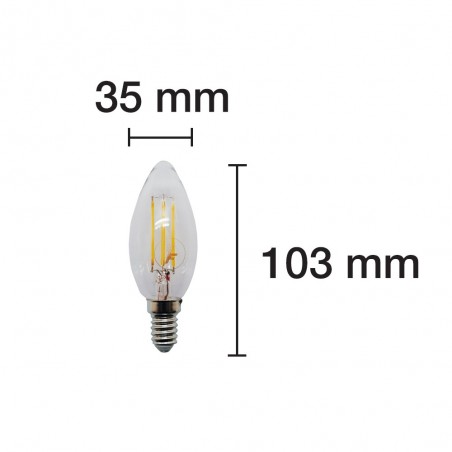 Bombilla LED Vela Clara Luz Fría E14 (4W)