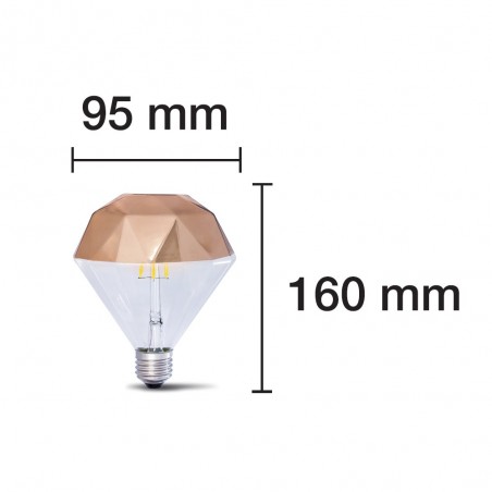 Bombilla LED Decorativa E27 Prisma Cobre (10W)