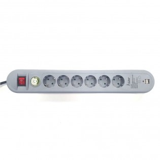 Réglette de 6 prises avec 2 USB