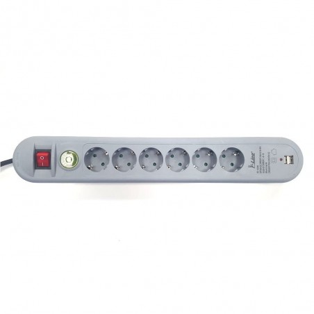 Réglette de 6 prises avec 2 USB