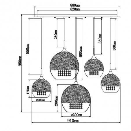 Plafonnier Fermi (5 lumières)