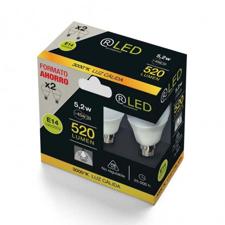 Pack 2 bombilla LED E14 (5.2W)