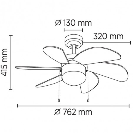 Ventilateur de plafond avec lumière Basic Marrón