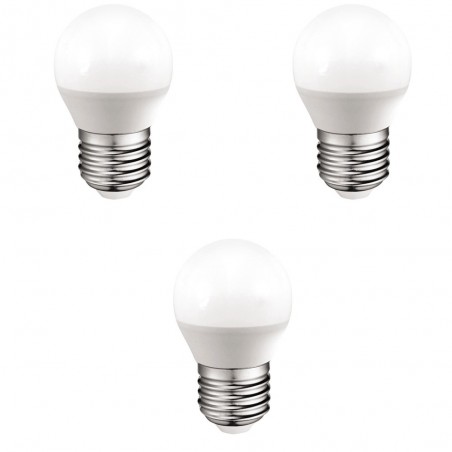 Pack 3 Bombillas LED esférica E27 5.2W (Luz neutra)