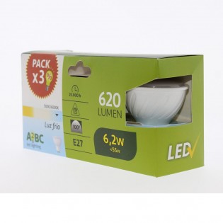 Pack 3 Bombillas LED GU10 6.2 W (Luz fría)