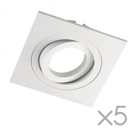Lot de 5 spots à encastrer carrés CLASSIC blanc