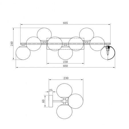 Plafón de techo Dallas (9 luces)