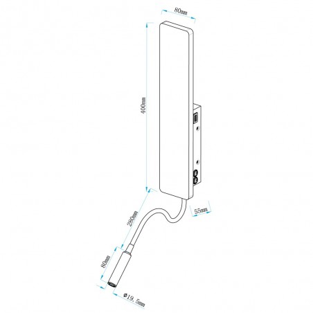 Applique LED verticale avec spot de lecture Renoir (5W)