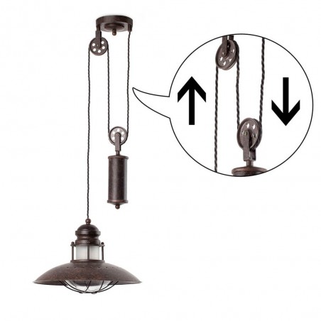 Lampe rustique avec poulie WINCH 