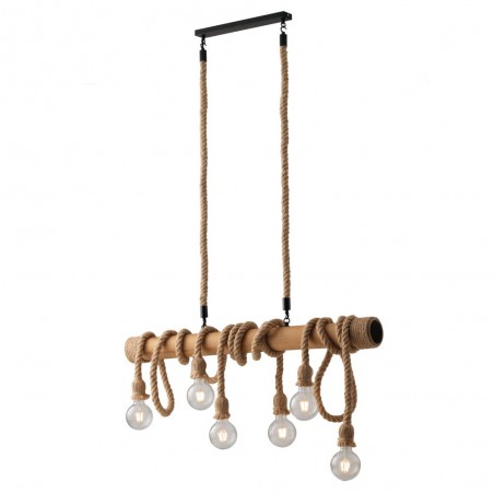 Suspension en bois Rope (6 lumières)