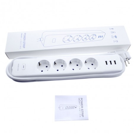Barrette d'alimentation Smart WiFi (4 prises + 3 USB)