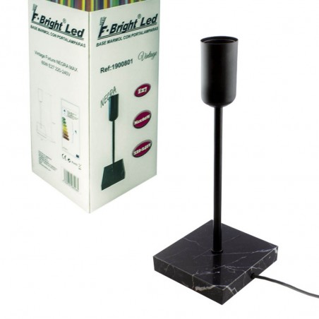 Base con portalámparas E27 Marmol (negro)
