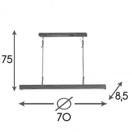 Suspension barre LED bois Antares