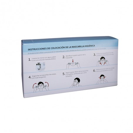 Mascarilla higiénica reutilizable (Caja 60 unidades). Lavable. Durabilidad: 5 días.