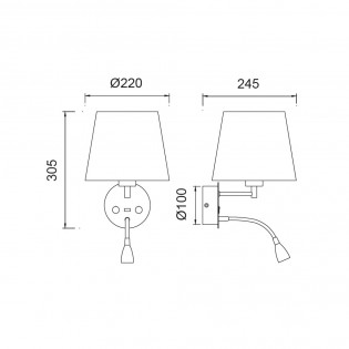 Aplique con lector LED Caïcos (3W)