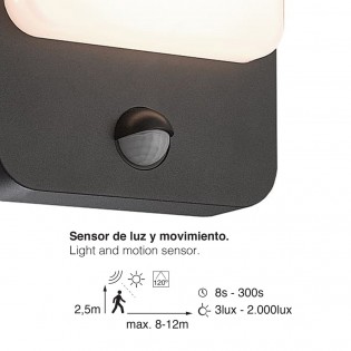 Applique LED avec détecteur de mouvement Dei (8W)