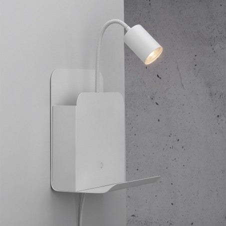Applique porte-revues avec étagère et USB Roomi