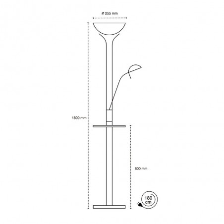 Lampadaire á LED Olimpia Cuir (18W+5W)