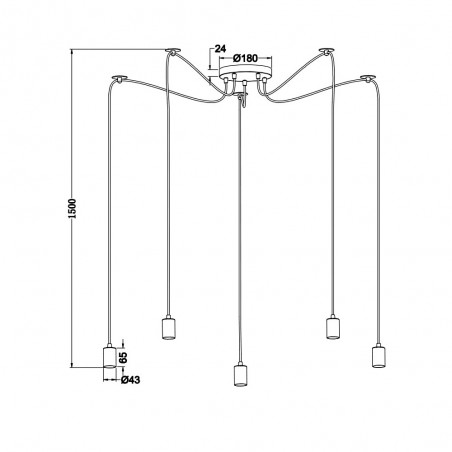 Lampe a suspension Cord (5 lumieres)