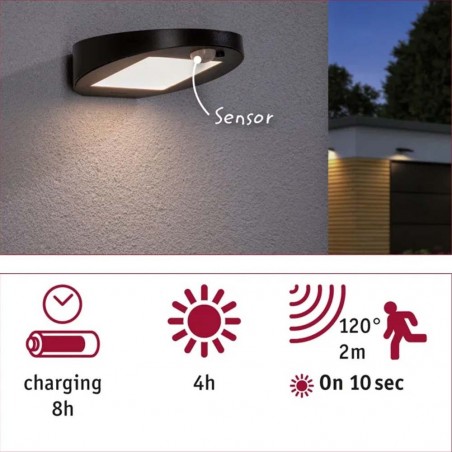 Aplique solar Led Ryse con sensor de movimiento