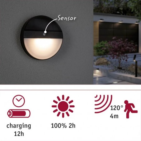 Aplique solar Led Elios con sensor de movimiento (1W)