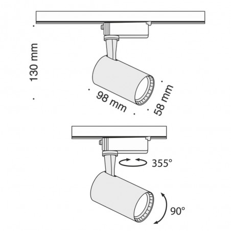 Foco de carril LED Vuoro II (6W)