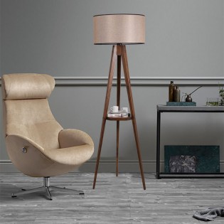 Lampadaire trépied avec étagère Grady