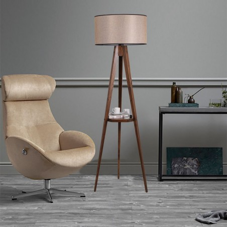 Lampadaire trépied avec étagère Grady