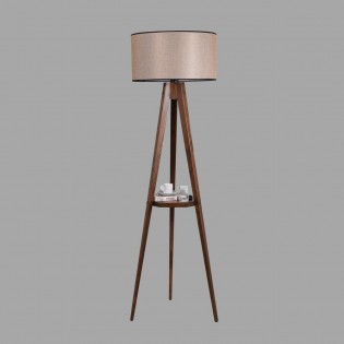 Lampadaire trépied avec étagère Grady