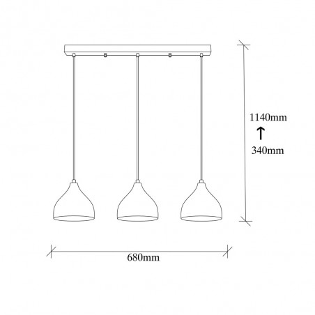 Regletté de suspension Asney 18 Noir (3 lumieres)