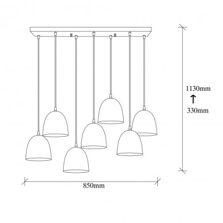 Lampe de suspension Asney 16 Noir (7 lumieres)