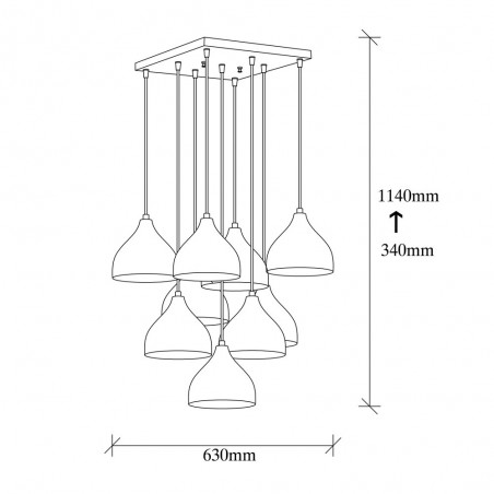 Lampe de plafond Asney 18 Noir (9 lumieres)