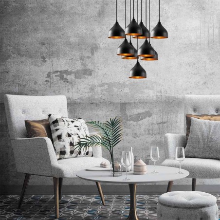Lampe de plafond Asney 18 Noir (9 lumieres)