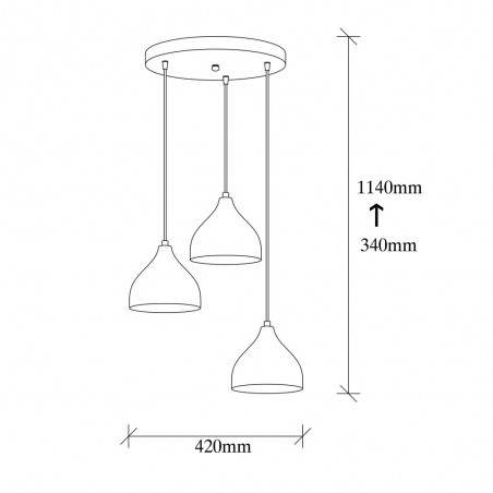 Lampe de suspension Asney 18 Or (3 lumieres)