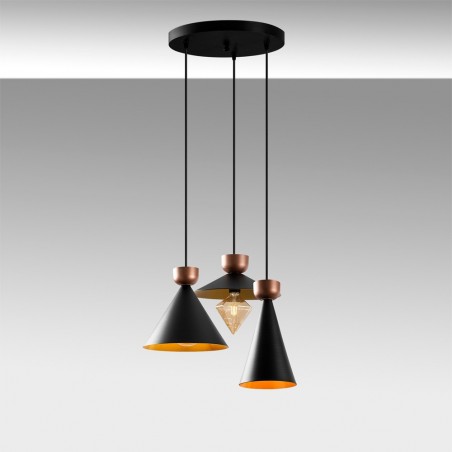 Lampe de plafond Momo Mix Noir/Cuivre (3 lumieres)