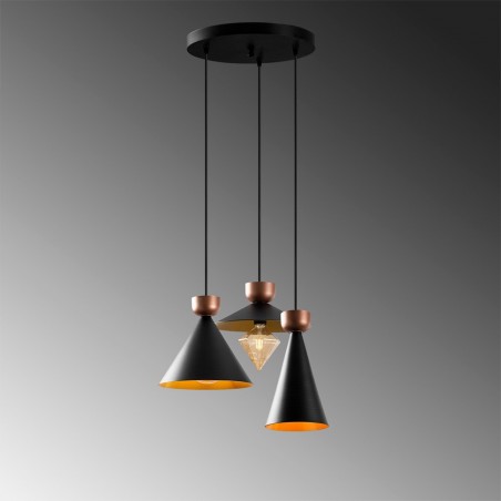 Lampe de plafond Momo Mix Noir/Cuivre (3 lumieres)