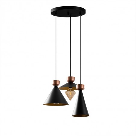 Lampe de plafond Momo Mix Noir/Cuivre (3 lumieres)