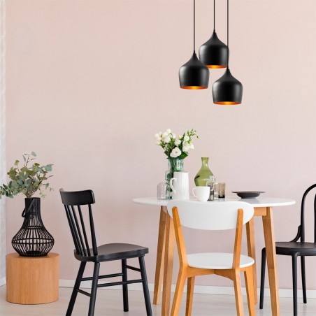 Lampe de suspension Momo 22 Noir (3 lumieres)